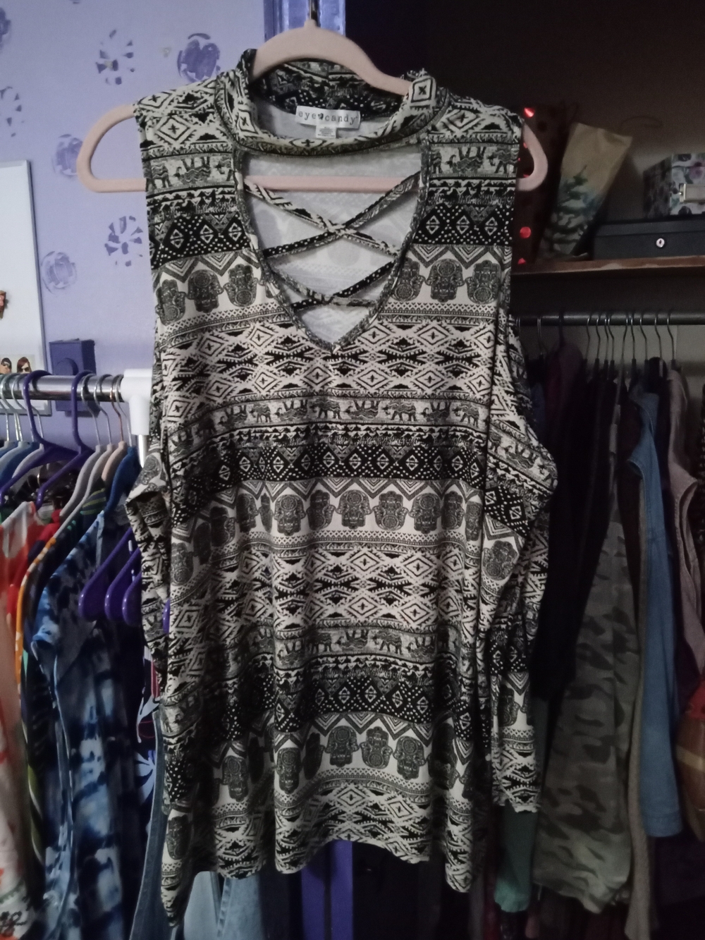 Eye Candy Cold Shoulder Elephant Top
